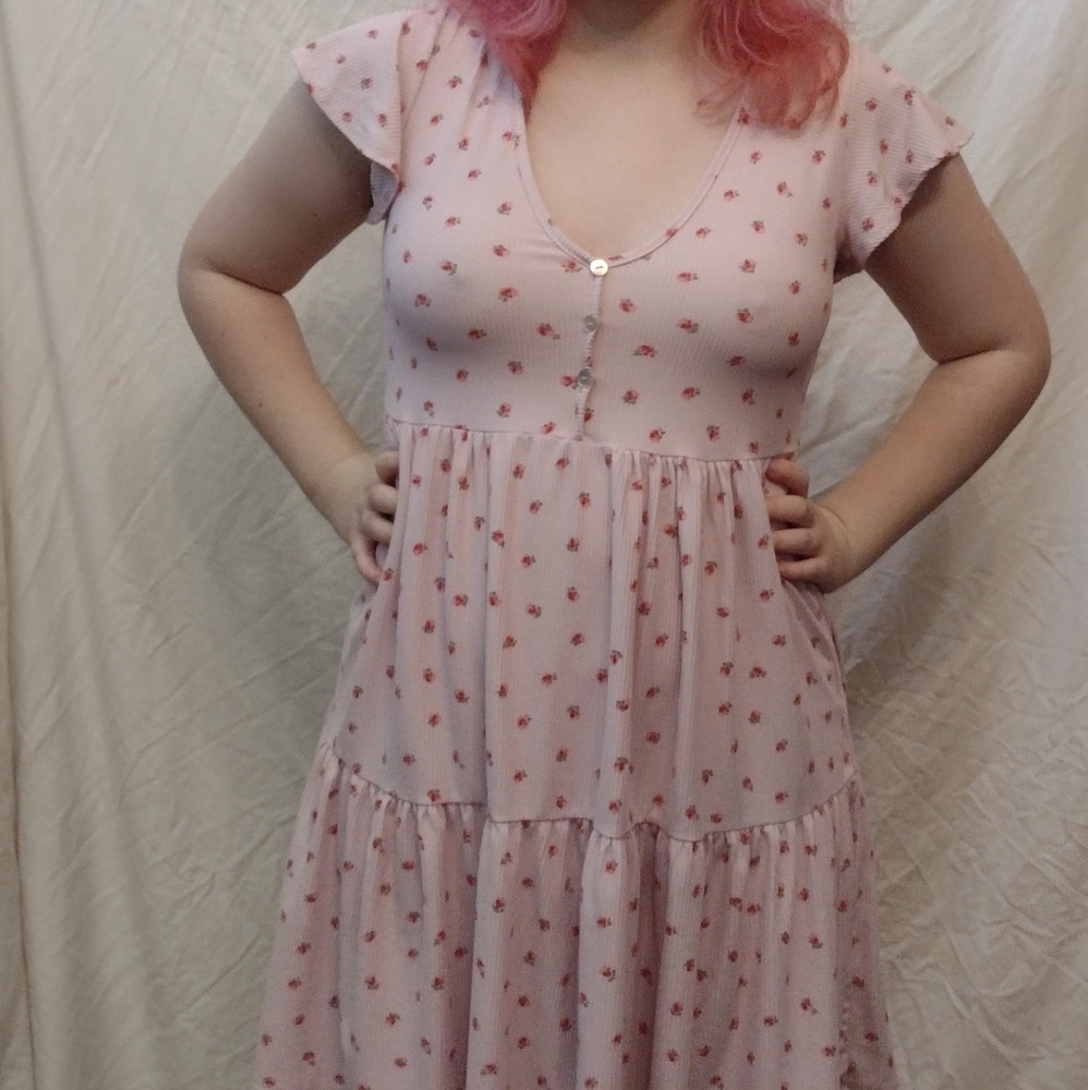 Size Large pink cottagecore dress flowers Women - Picture 9 of 9